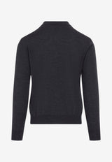Fine Knit Wool Polo Sweater