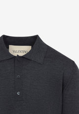 Fine Knit Wool Polo Sweater