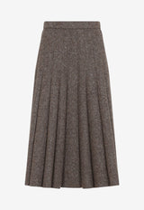 Textured Weave Pleated Midi Skirt
