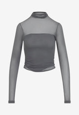 Layered Sheer Foulard-Neck Top