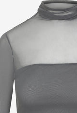 Layered Sheer Foulard-Neck Top