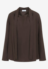 Relaxed Silk Ascot Blouse with Scarf