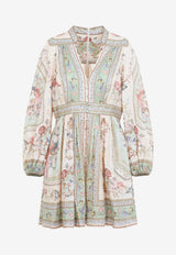 Roselight Plunge Neck Floral Mini Dress