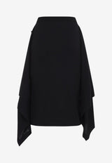 Asymmetric Draped Knit Midi Skirt