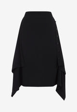Asymmetric Draped Knit Midi Skirt