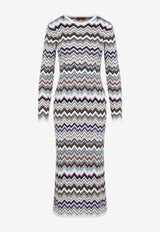 Zigzag Metallic Knit Maxi Dress