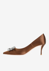 Efflorescence 65 Crystal Buckle Satin Pumps