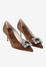 Efflorescence 65 Crystal Buckle Satin Pumps