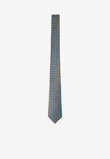 Geometric Medallion Motif Silk Tie