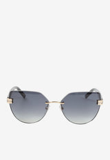 Rimless Butterfly Sunglasses with Crystals