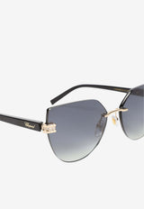Rimless Butterfly Sunglasses with Crystals