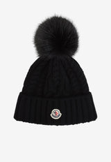 Logo Patch Pompom Beanie