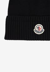 Logo Patch Ribbed Wool Beanie