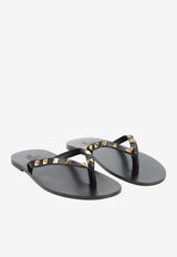Rockstud Leather Thong Sandals