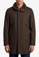 Herno High-Collar Short Coat in Wool-Blend Brown CA000214U-33344-8993