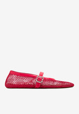 Alaïa Mesh and Leather Ballet Flats Fuchsia AA3A029TK007--U73