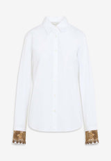 Chloris Embroidered-Cuffs Poplin Shirt