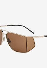 Saint Laurent Aviator Shield Sunglasses Brown 803743-Y9902-8166
