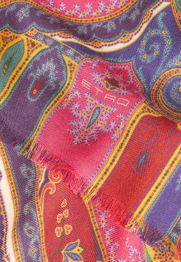 Etro Paisley Print Scarf in Silk and Cashmere 10660-8019 0651 Multicolor
