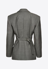 Magda Butrym Hourglass Double-Breasted Blazer Gray 106724GREY