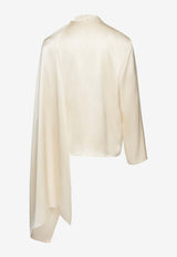 Magda Butrym Cape-Effect Silk Blouse 106924CREAM