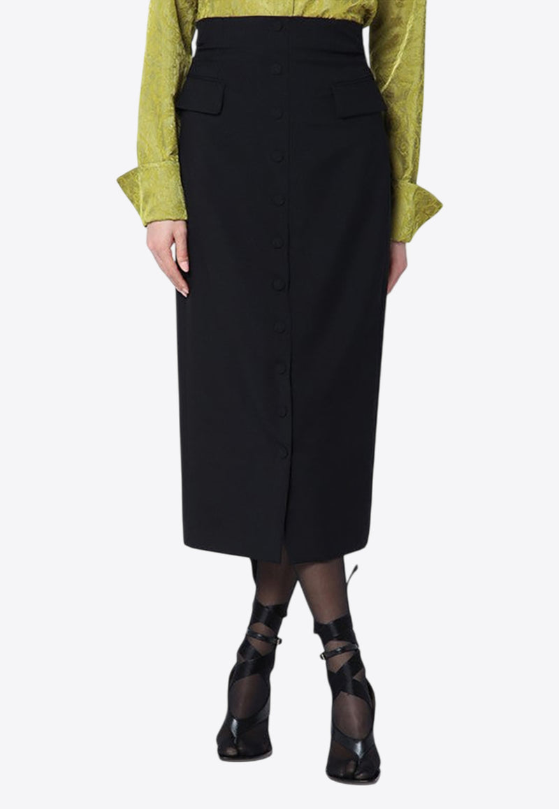 Dries Van Noten Wool-Blend Midi Skirt Black 108111381/Q_DRVNO-900