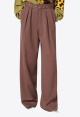 Dries Van Noten Wide-Leg Tailored Pants Taupe 109211176/Q_DRVNO-811