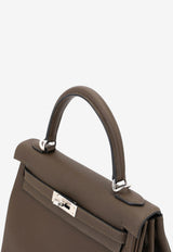 Kelly 25 in Vert Loden Togo Leather with Palladium Hardware
