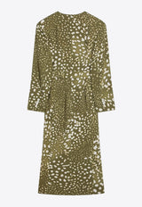 Dries Van Noten V-neck Belted Midi Dress Green 110031013/Q_DRVNO-606