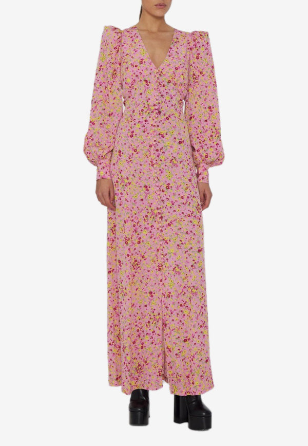 ROTATE Floral Maxi Shirt Dress Pink 1101171100FUCHSIA
