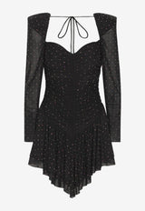ROTATE Crystal-Embellished Mini Ruffled Dress Black 110128100BLACK