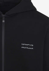 Logo Print Zip-Up Fleece Hoodie