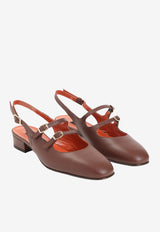 Peche Calf Leather Slingback Flats