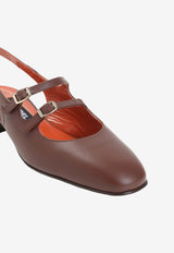 Peche Calf Leather Slingback Flats