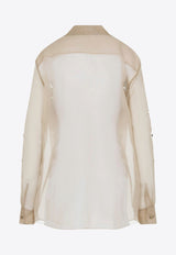 Argo Silk Organza Shirt with Flower Appliques