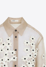 Argo Silk Organza Shirt with Flower Appliques