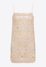 Embroidered Floral Lace Mini Dress