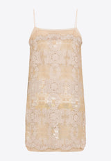 Embroidered Floral Lace Mini Dress