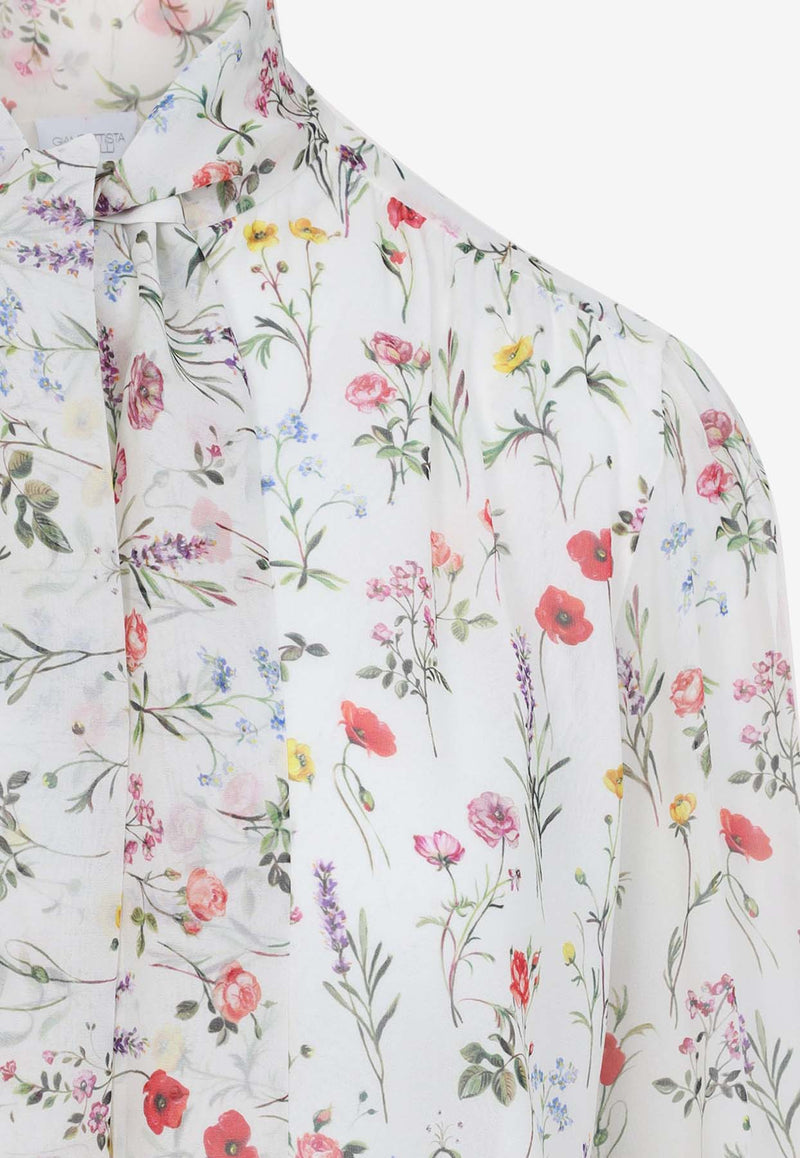 بلوزة من الحرير بنقشة زهور