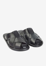 Embossed Logo Leather Slippers