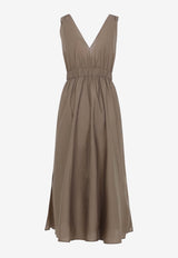 V-neck Flared Midi Dress