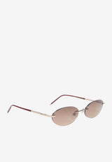 Oval-Frame Metal Sunglasses