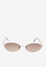 Oval-Frame Metal Sunglasses