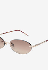 Oval-Frame Metal Sunglasses