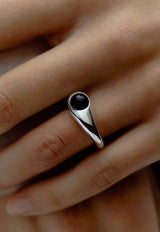 RAGBAG STUDIO Dualism Onyx Sculptural Ring Silver 11034SILVER