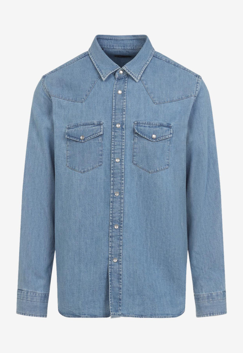 Long-Sleeved Denim Shirt