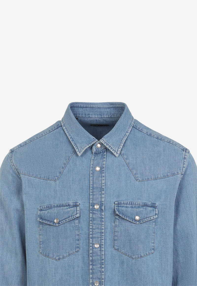 Long-Sleeved Denim Shirt