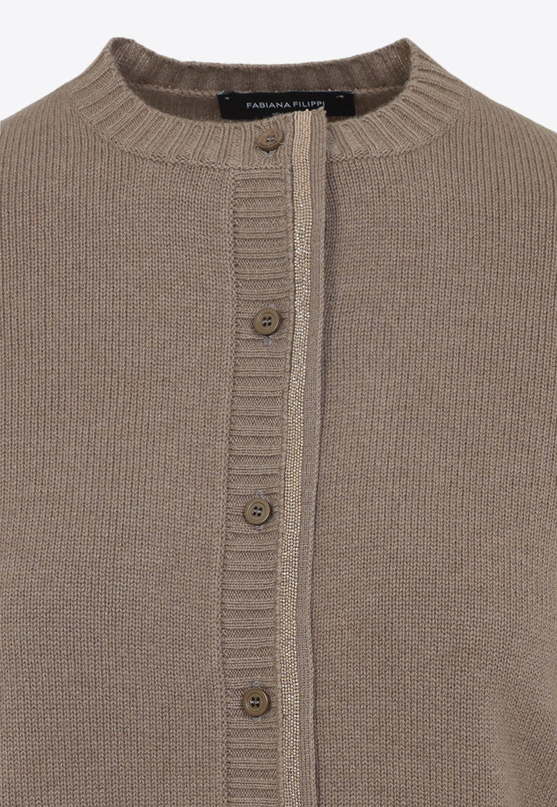 Knitted Cardigan in Wool, Silk and Cashmere