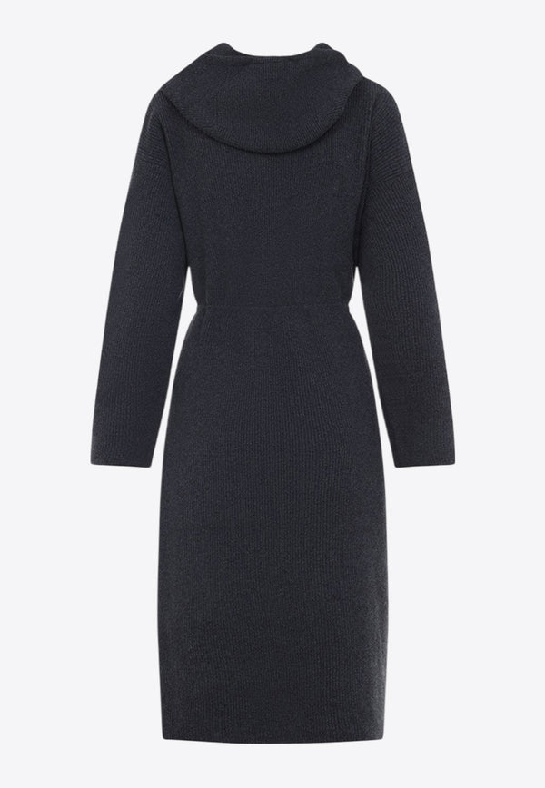 Hooded Dress in Wool, Silk and Cashmere