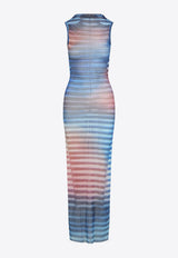 Air Mesh Striped Maxi Dress